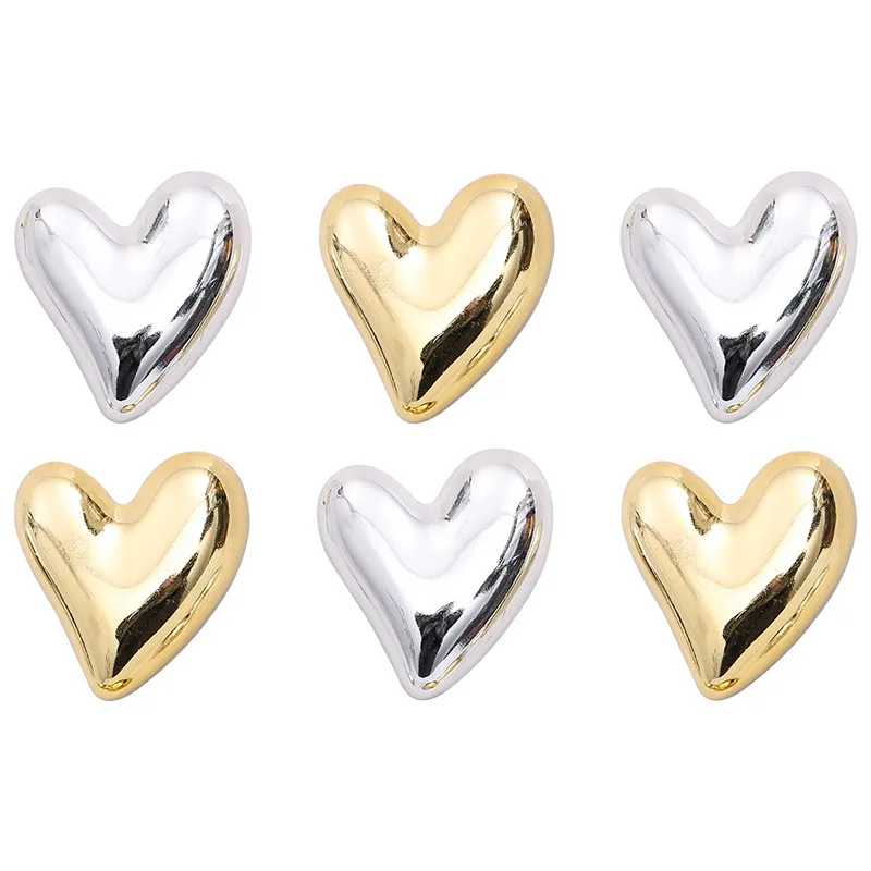 Fashion Heart Gold Silver Shoe Pins Charms For Hole Shoe Cute Badge DIY Garden Shoe Decorations For Womens Sandals Accessories