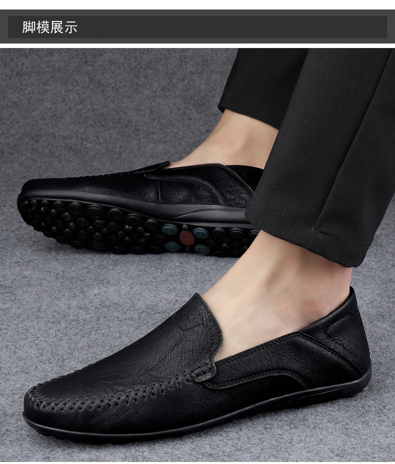 Luxury Leather Men Shoes Casual 2026 Italian Soft Men Loafers Handmade Moccasins Breathable Slip on Boat Shoes Zapatos Hombre