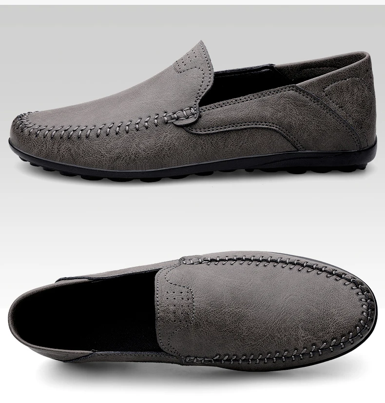 Luxury Leather Men Shoes Casual 2026 Italian Soft Men Loafers Handmade Moccasins Breathable Slip on Boat Shoes Zapatos Hombre