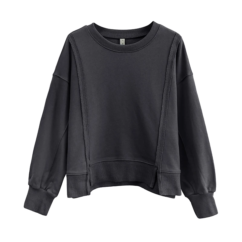 New In 100% Cotton Hooded Shirt Women Long Sleeve Top Patchwork Sweatshirt Streetwear Harajuku Autumn Winter Hoodie Pullovers