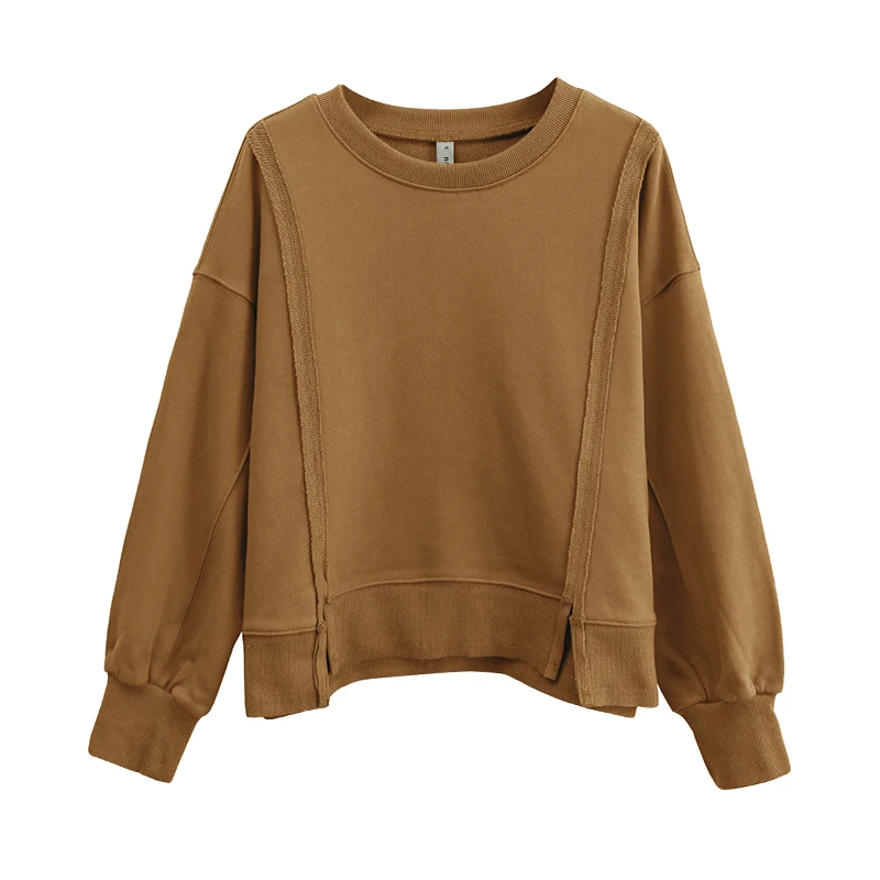 New In 100% Cotton Hooded Shirt Women Long Sleeve Top Patchwork Sweatshirt Streetwear Harajuku Autumn Winter Hoodie Pullovers