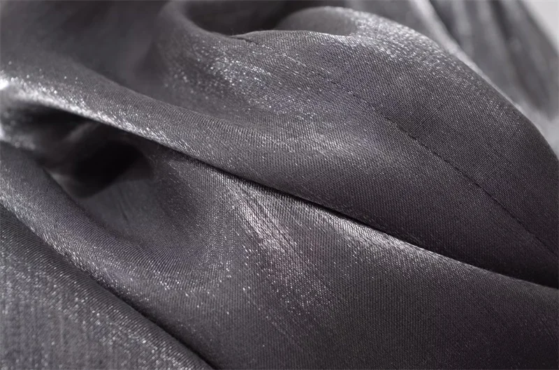 KEYANKETIAN Autumn New Women's Metallic Sparkly Silk Stretch Waist Wide-Leg Pants Fashion Vintage Dark Grey Soft Long Trousers