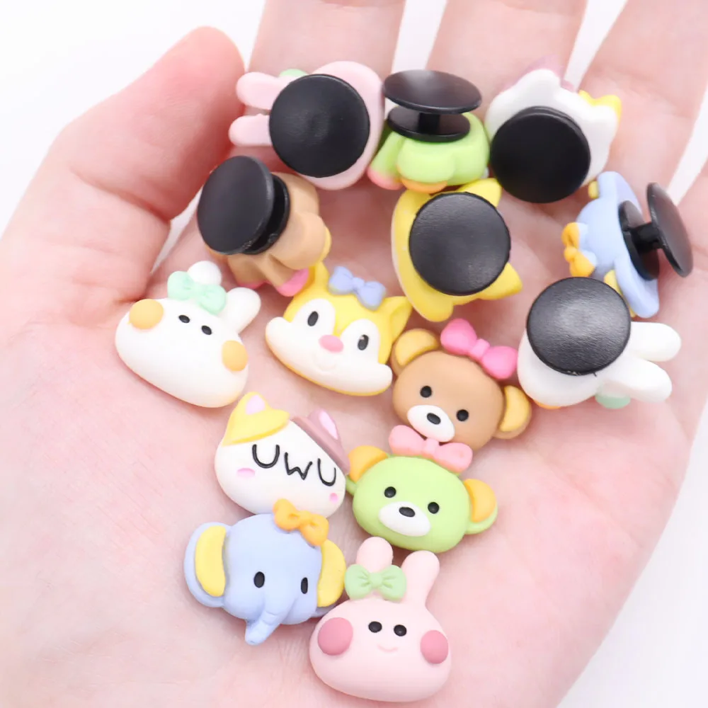 Mix 50pcs Resin Buckle Clog Cartoon Animal Cat Elephant Rabbit Bear Sandals Shoes Decoration Shoe Charms Slipper Accessories