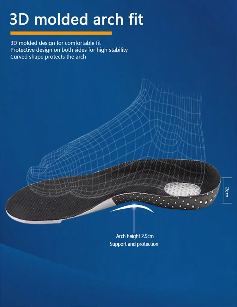 Breathable EVA Arch Support Sports Insoles, Honeycomb Shock‑Absorbing Shoe Inserts, Comfort Shoe Pads for Men & Women