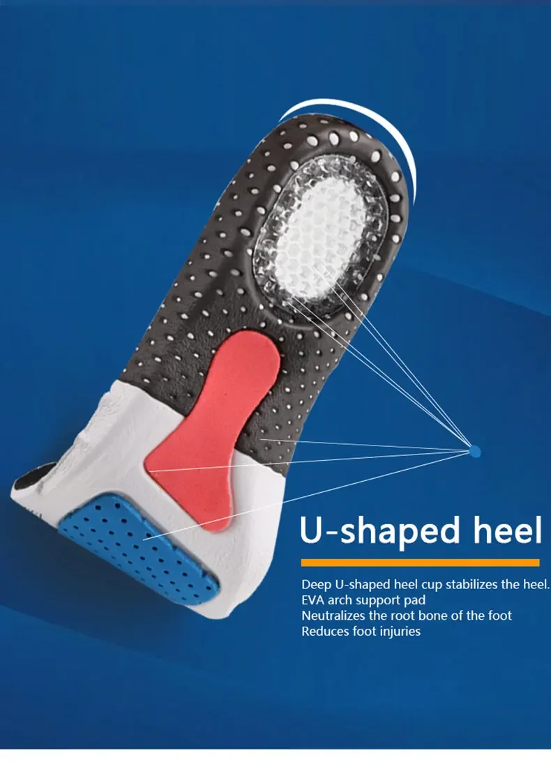 Breathable EVA Arch Support Sports Insoles, Honeycomb Shock‑Absorbing Shoe Inserts, Comfort Shoe Pads for Men & Women