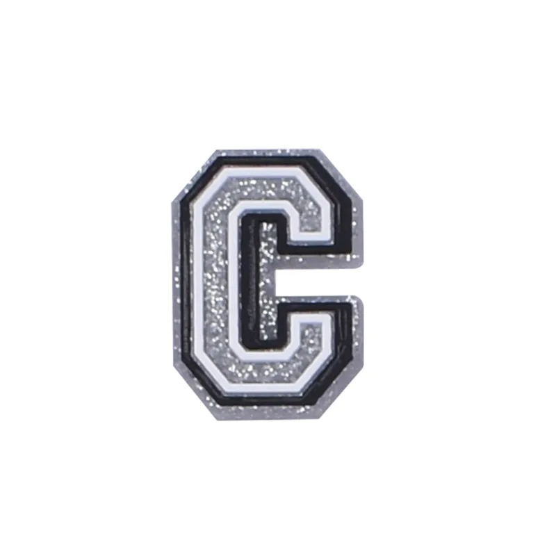 Silver Letters Shoe Charms for Crocs Accessories Sandals Women Clogs Pins Name Men Badges Kids Jeans Boy Girls Decorations Shoes