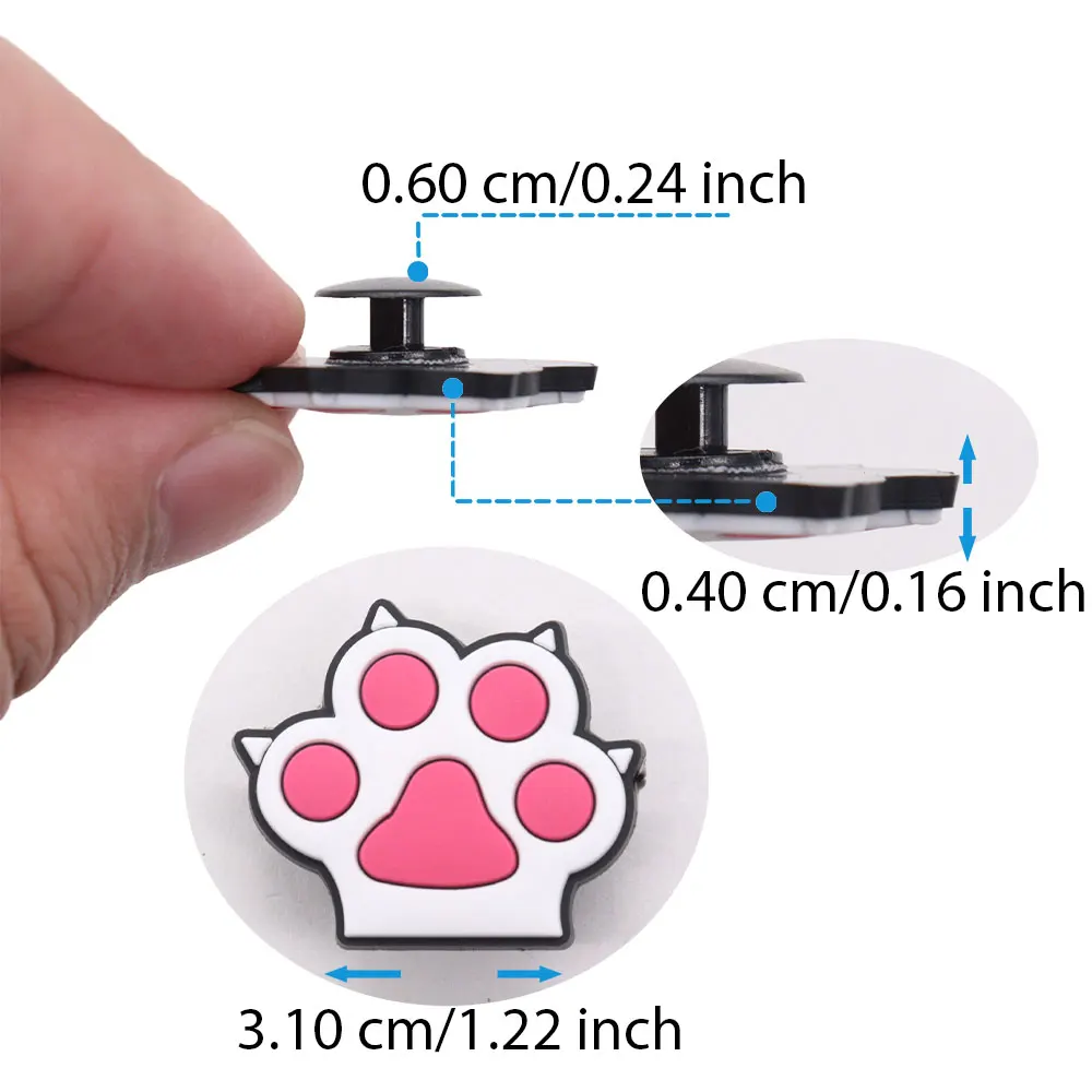 New Arrival 1pcs Cute Cartoon Cat Paw Doughnut PVC Shoe Charms Sandals Decoration Ornaments Accessories Kid Party Xmas Gift