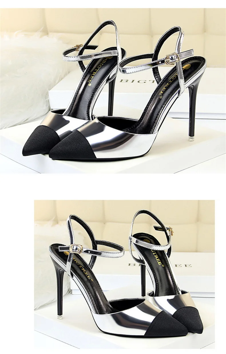 Women Pointed Toe Pumps Office Slimming Hollow Color Matching Shoes Stiletto High Heels Shoes 2024 New Fashion Sandals
