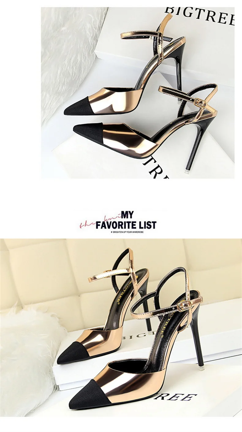 Women Pointed Toe Pumps Office Slimming Hollow Color Matching Shoes Stiletto High Heels Shoes 2024 New Fashion Sandals