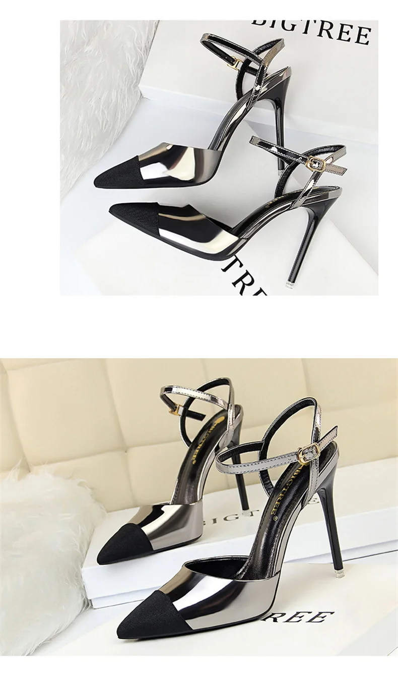 Women Pointed Toe Pumps Office Slimming Hollow Color Matching Shoes Stiletto High Heels Shoes 2024 New Fashion Sandals