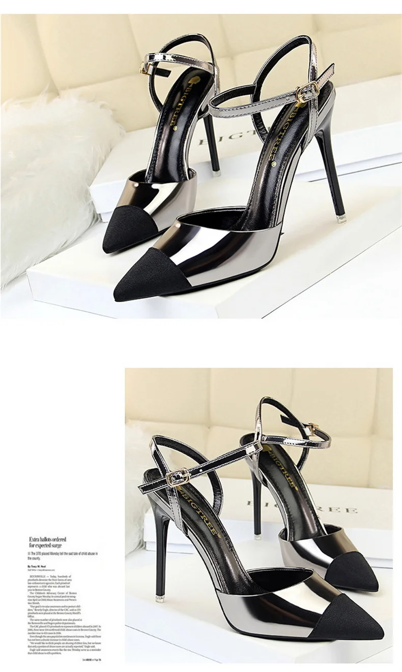 Women Pointed Toe Pumps Office Slimming Hollow Color Matching Shoes Stiletto High Heels Shoes 2024 New Fashion Sandals