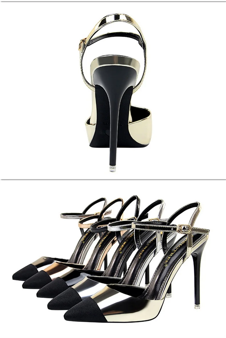 Women Pointed Toe Pumps Office Slimming Hollow Color Matching Shoes Stiletto High Heels Shoes 2024 New Fashion Sandals