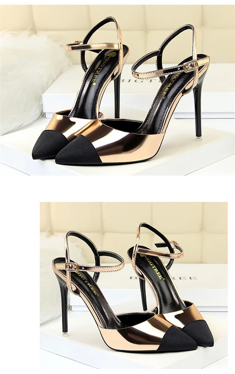 Women Pointed Toe Pumps Office Slimming Hollow Color Matching Shoes Stiletto High Heels Shoes 2024 New Fashion Sandals