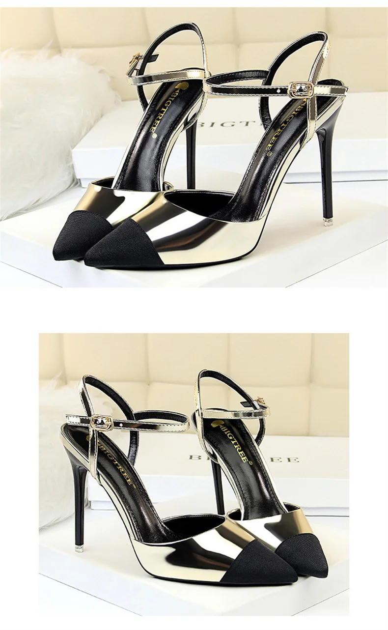 Women Pointed Toe Pumps Office Slimming Hollow Color Matching Shoes Stiletto High Heels Shoes 2024 New Fashion Sandals