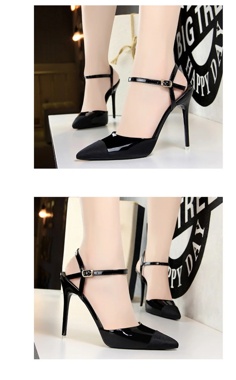 Women Pointed Toe Pumps Office Slimming Hollow Color Matching Shoes Stiletto High Heels Shoes 2024 New Fashion Sandals