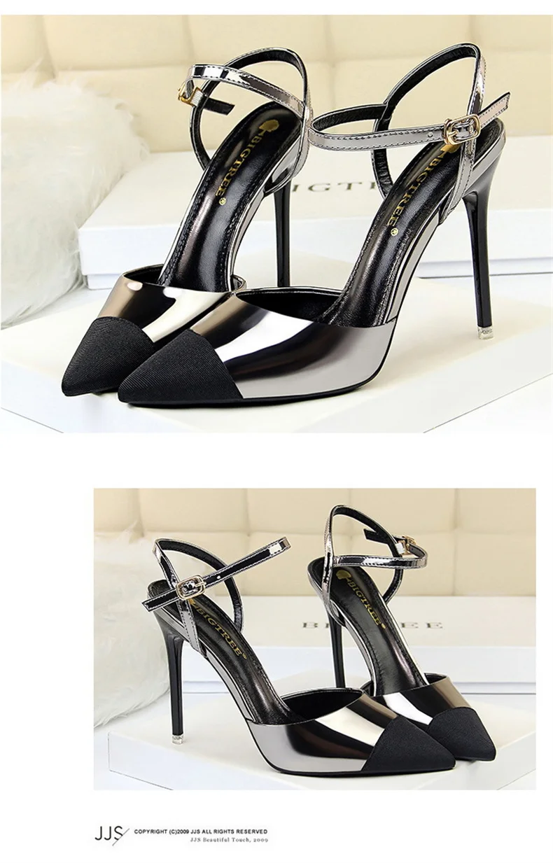 Women Pointed Toe Pumps Office Slimming Hollow Color Matching Shoes Stiletto High Heels Shoes 2024 New Fashion Sandals