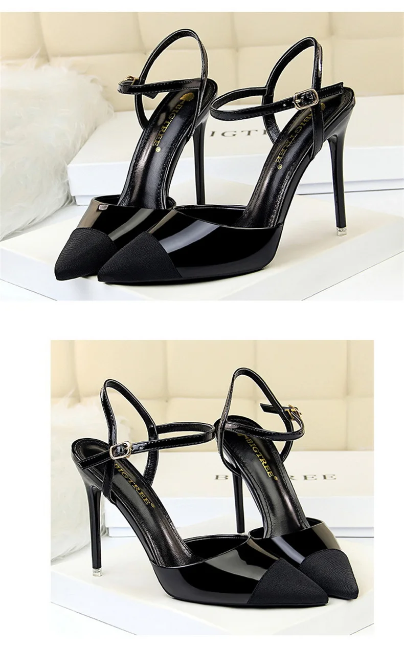 Women Pointed Toe Pumps Office Slimming Hollow Color Matching Shoes Stiletto High Heels Shoes 2024 New Fashion Sandals