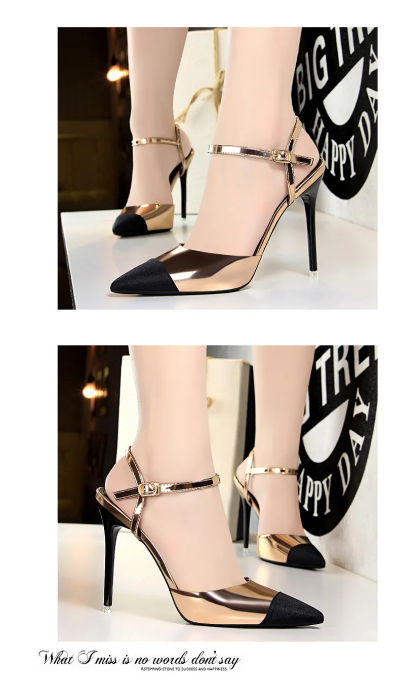 Women Pointed Toe Pumps Office Slimming Hollow Color Matching Shoes Stiletto High Heels Shoes 2024 New Fashion Sandals
