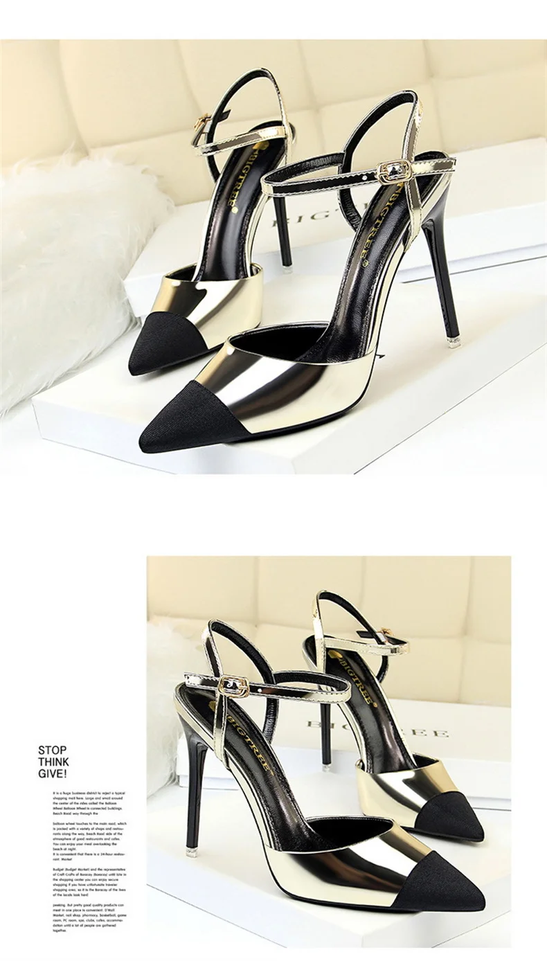 Women Pointed Toe Pumps Office Slimming Hollow Color Matching Shoes Stiletto High Heels Shoes 2024 New Fashion Sandals