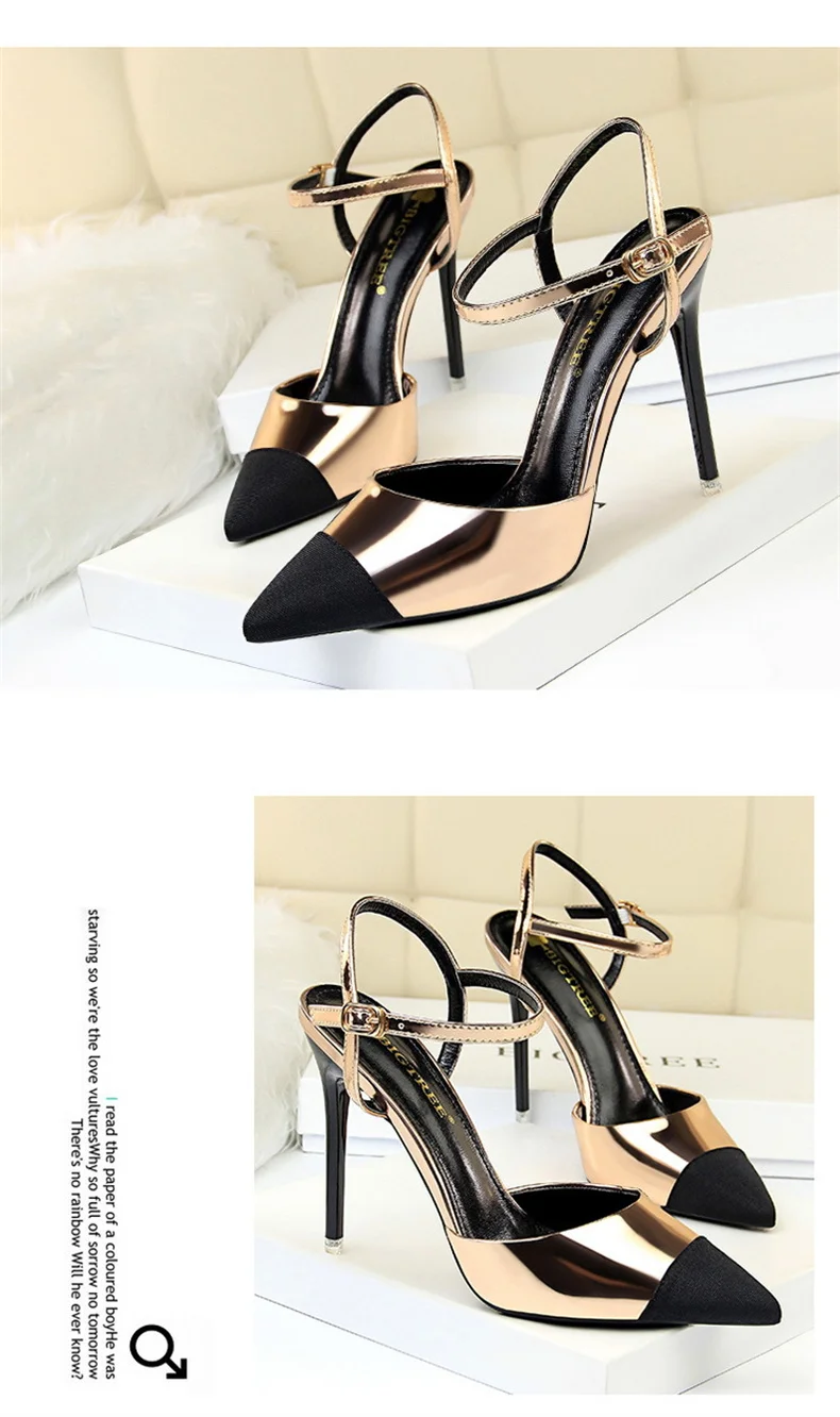 Women Pointed Toe Pumps Office Slimming Hollow Color Matching Shoes Stiletto High Heels Shoes 2024 New Fashion Sandals