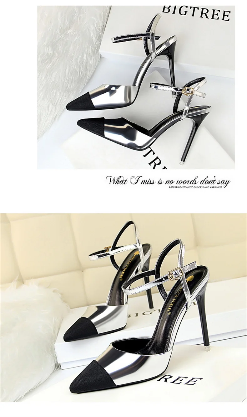Women Pointed Toe Pumps Office Slimming Hollow Color Matching Shoes Stiletto High Heels Shoes 2024 New Fashion Sandals