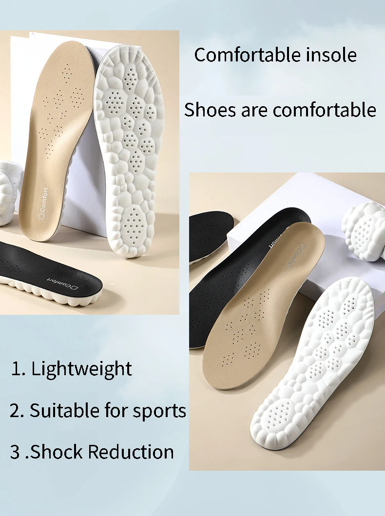 New Cowhide Shoes Insole Plantar Fasciitis Pads Arch Support Foot Orthopedic Insoles for Feet Sports Shock Absorption Shoe Sole