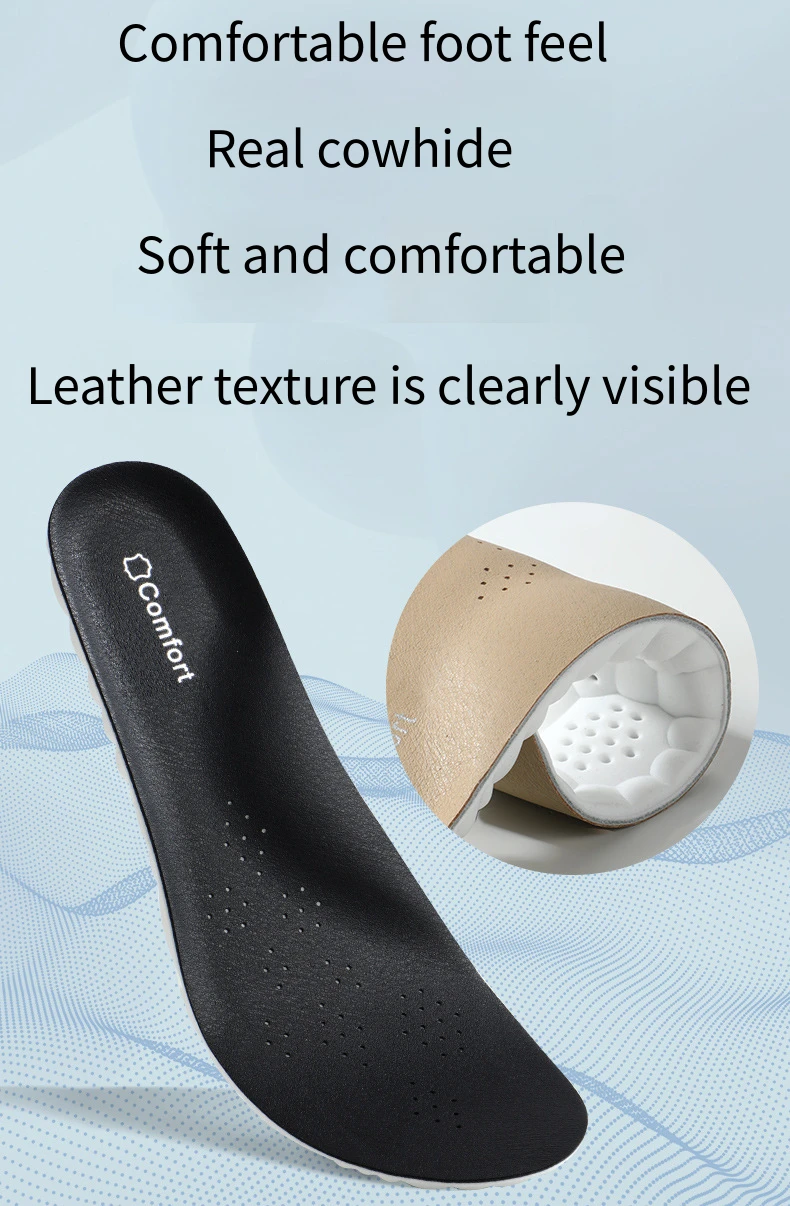 New Cowhide Shoes Insole Plantar Fasciitis Pads Arch Support Foot Orthopedic Insoles for Feet Sports Shock Absorption Shoe Sole