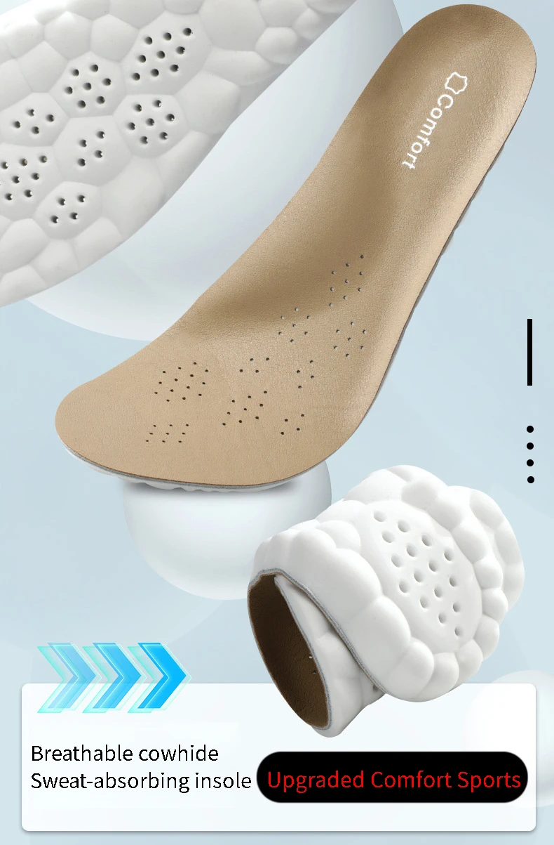 New Cowhide Shoes Insole Plantar Fasciitis Pads Arch Support Foot Orthopedic Insoles for Feet Sports Shock Absorption Shoe Sole