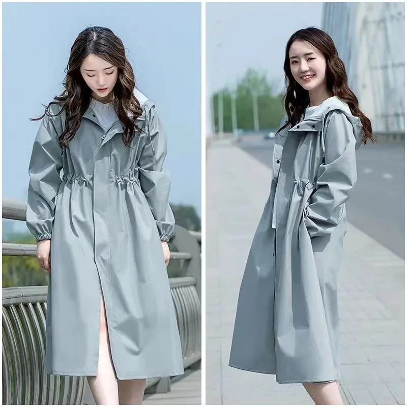 Summer Fashion Long Waterproof Windbreaker Coat Female Slim Waist Raincoat Rainproof And Windproof Cycling Full Body Integrated