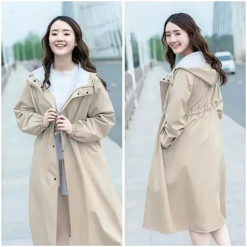 Summer Fashion Long Waterproof Windbreaker Coat Female Slim Waist Raincoat Rainproof And Windproof Cycling Full Body Integrated