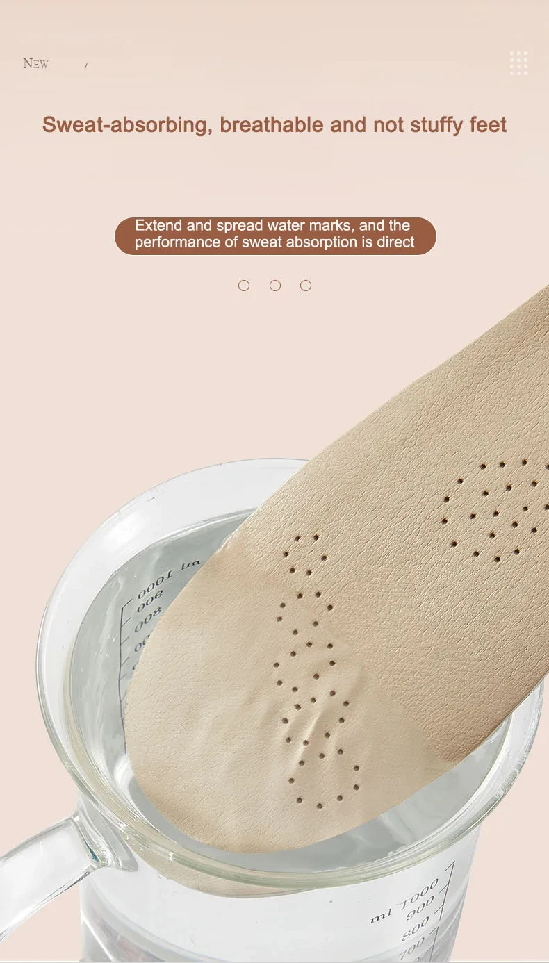 Genuine leather comfortable and breathable sports insole, sweat absorbing, antibacterial and odor resistant latex insole