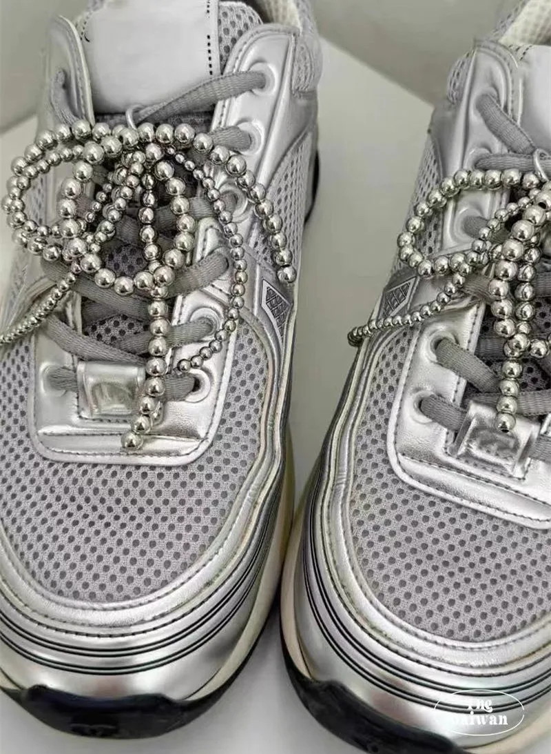 1 Pc Pearl Bow Shoe Buckle Ornaments Men Women Personality Shoelace Buckle Silver White Decorative Pendant Shoelace Accessories