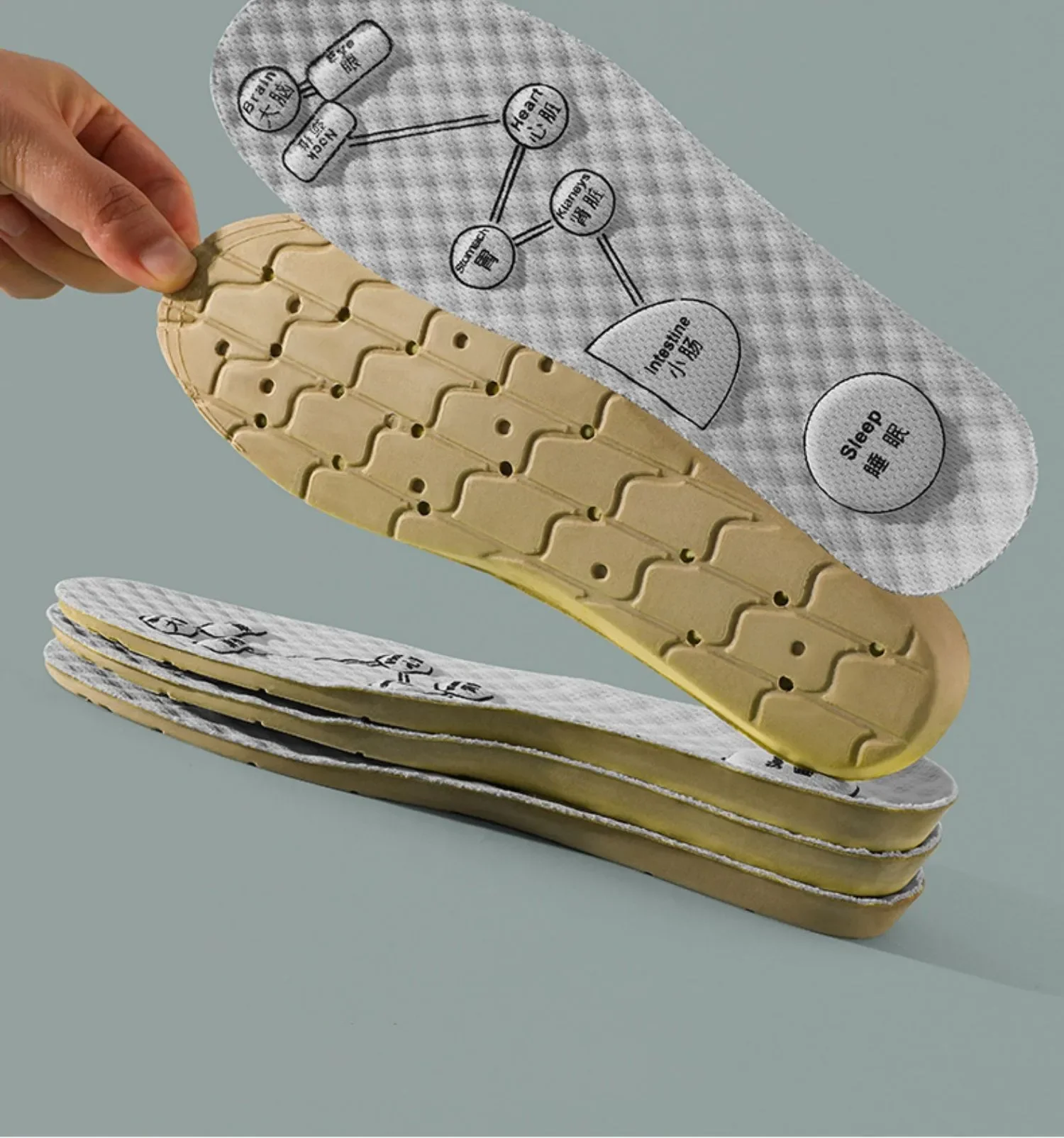 Massage Acupoints Arch Support Plantar Fasciitis Template Insole Deodorant Healthy Insoles for Shoes Men Women Shoe Sole Pads