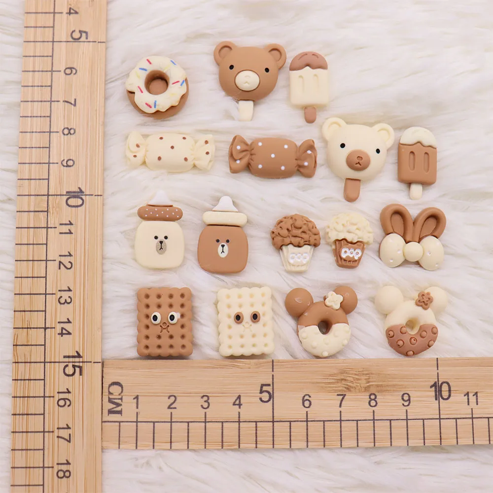1-18Pcs Cookie Candy Popsicle Resin Mix Food Shoes Buckle Charms Cute Bear Donuts Clog Accessories DIY Kids Party Gift