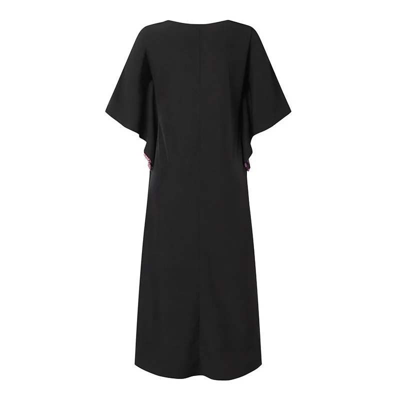 VONDA Women Summer Maxi Dress 2025 Vintage 3/4 Sleeve Printing Sundress Beach Robe Bohemian Bat-wing Sleeve Vestidos Polyester