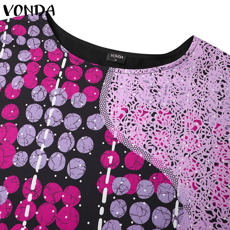 VONDA Women Summer Maxi Dress 2025 Vintage 3/4 Sleeve Printing Sundress Beach Robe Bohemian Bat-wing Sleeve Vestidos Polyester