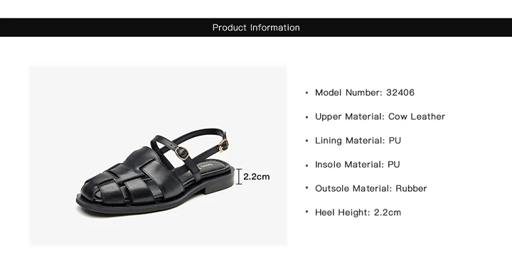 BEAUTODAY Gladiator Sandals Women Genuine Cow Leather Solid Cover Toe Buckle Metal Decoration Summer Ladies Flats Handmade 32406