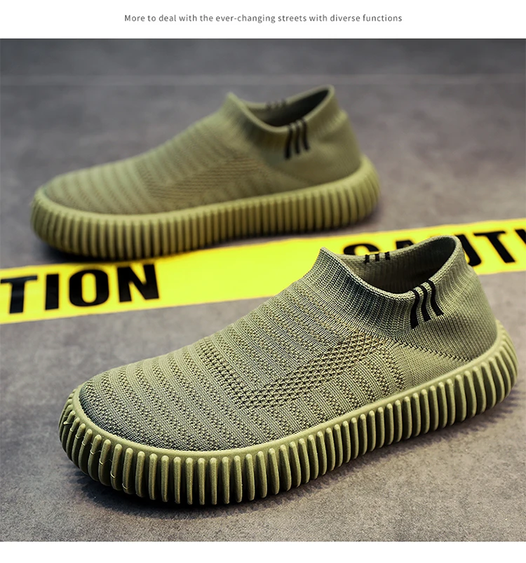 Brand Fashion Men's Shoes Casual Sneakers Breathable Light Slip-on Shoes Mesh Sock Lazy Shoes Men Tennis Sports Shoes Student