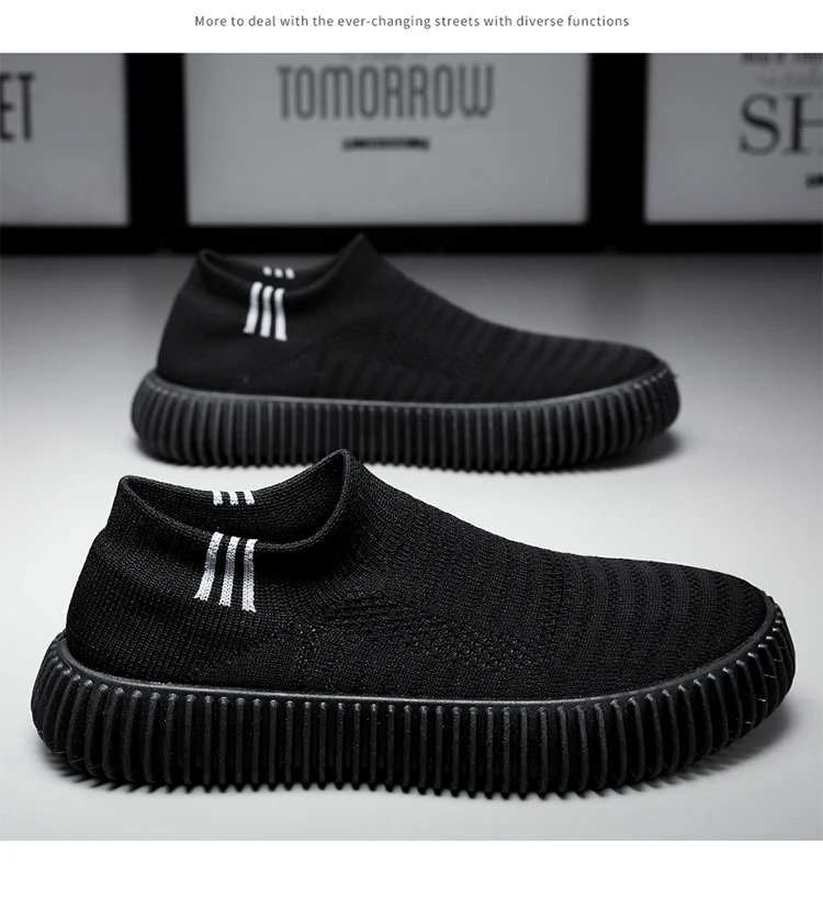 Brand Fashion Men's Shoes Casual Sneakers Breathable Light Slip-on Shoes Mesh Sock Lazy Shoes Men Tennis Sports Shoes Student