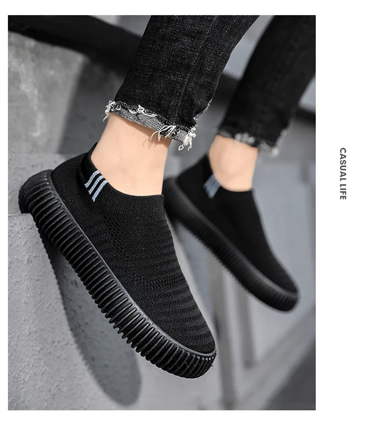 Brand Fashion Men's Shoes Casual Sneakers Breathable Light Slip-on Shoes Mesh Sock Lazy Shoes Men Tennis Sports Shoes Student