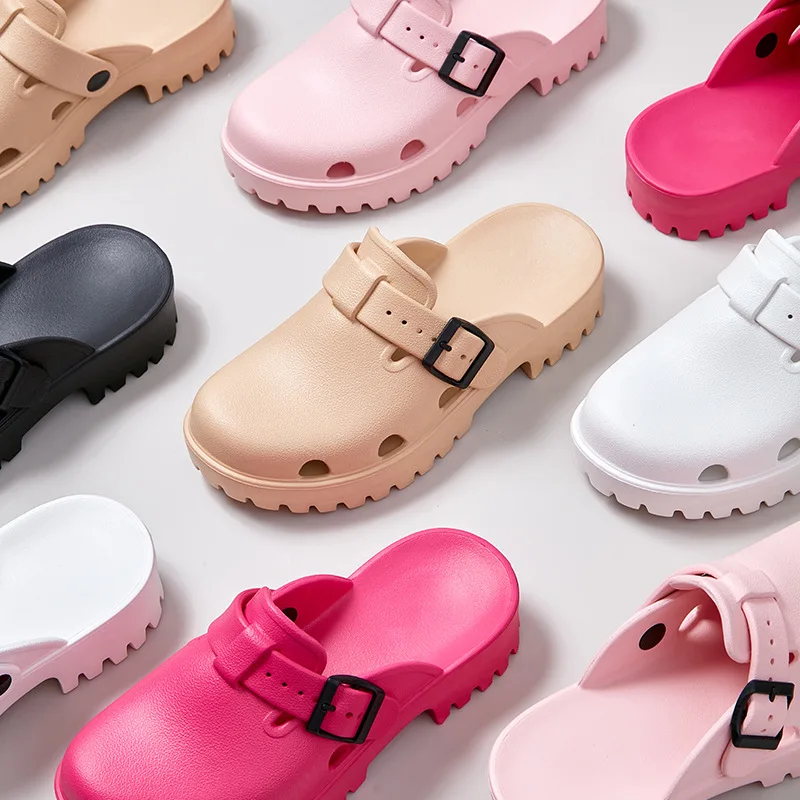 Smile Pop Women Platform Sandals Summer Clogs Slippers Fashion Women's Flat Slippers Outdoor Antiskid Waterproof Home Sandals