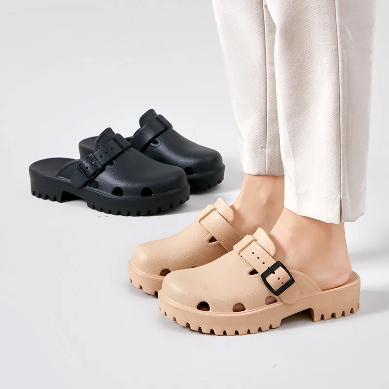 Smile Pop Women Platform Sandals Summer Clogs Slippers Fashion Women's Flat Slippers Outdoor Antiskid Waterproof Home Sandals