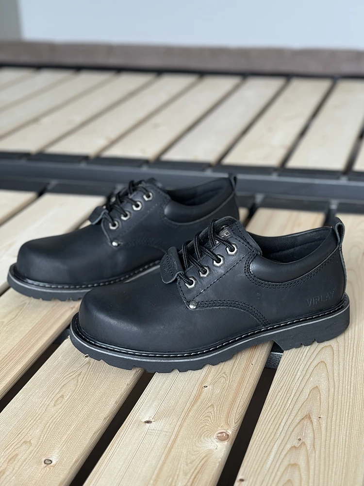 Men Brown Shoes Casual Genuime Leather British Style Shoes Oxford Bottomed Lace-up Work Shoes Low Help Male Boots