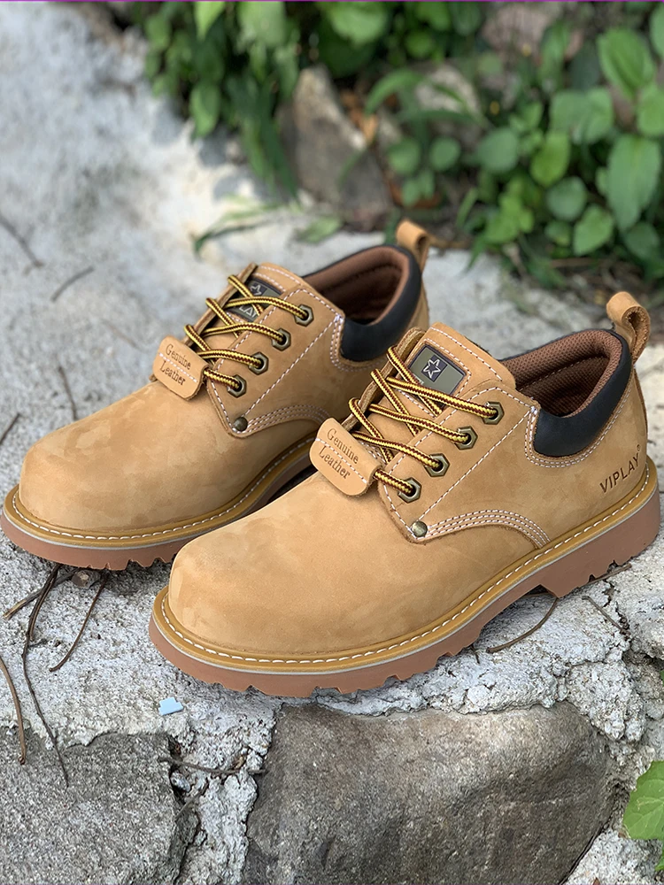 Men Brown Shoes Casual Genuime Leather British Style Shoes Oxford Bottomed Lace-up Work Shoes Low Help Male Boots