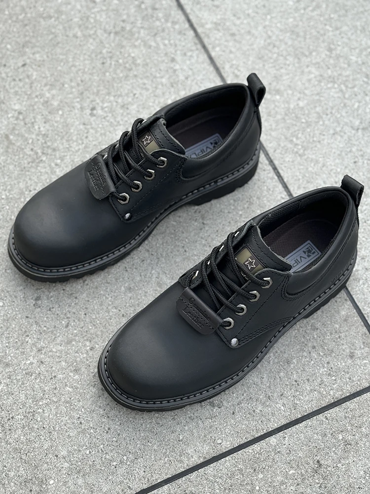 Men Brown Shoes Casual Genuime Leather British Style Shoes Oxford Bottomed Lace-up Work Shoes Low Help Male Boots