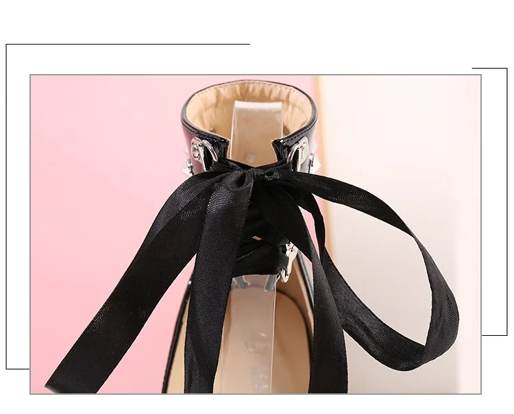 Crossdresser Rivet Pointed Toe PUNK Lace-up Shoes Woman 16cm Super Thin High Heels Wedding Pumps Bridal Nightclub Dance Stiletto