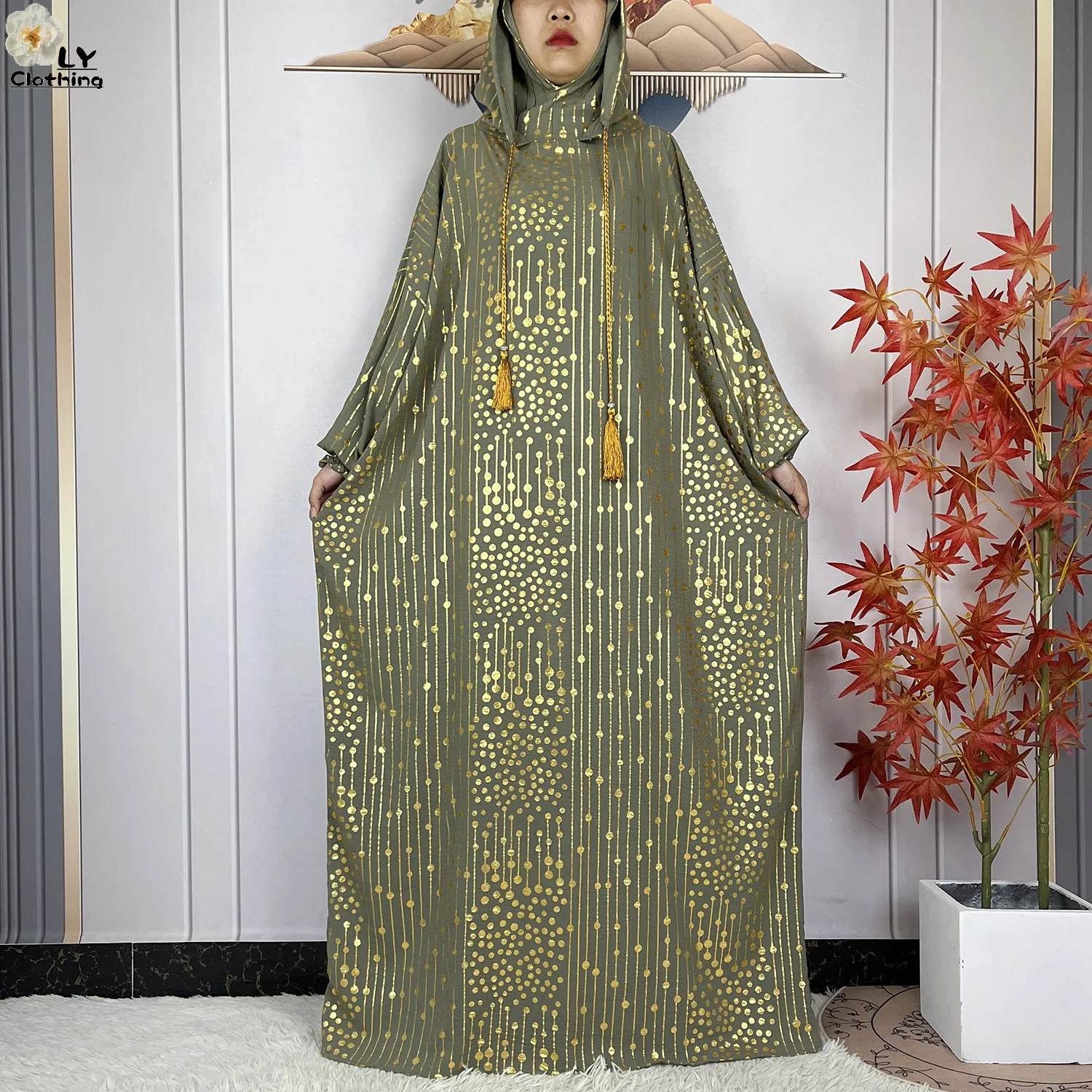 2024 New Muslim Long Sleeve Abaya Women Ramadan Prayer Clothes Turkey Middle East Femme Robe Loose African Dress Two-Hat Abaya