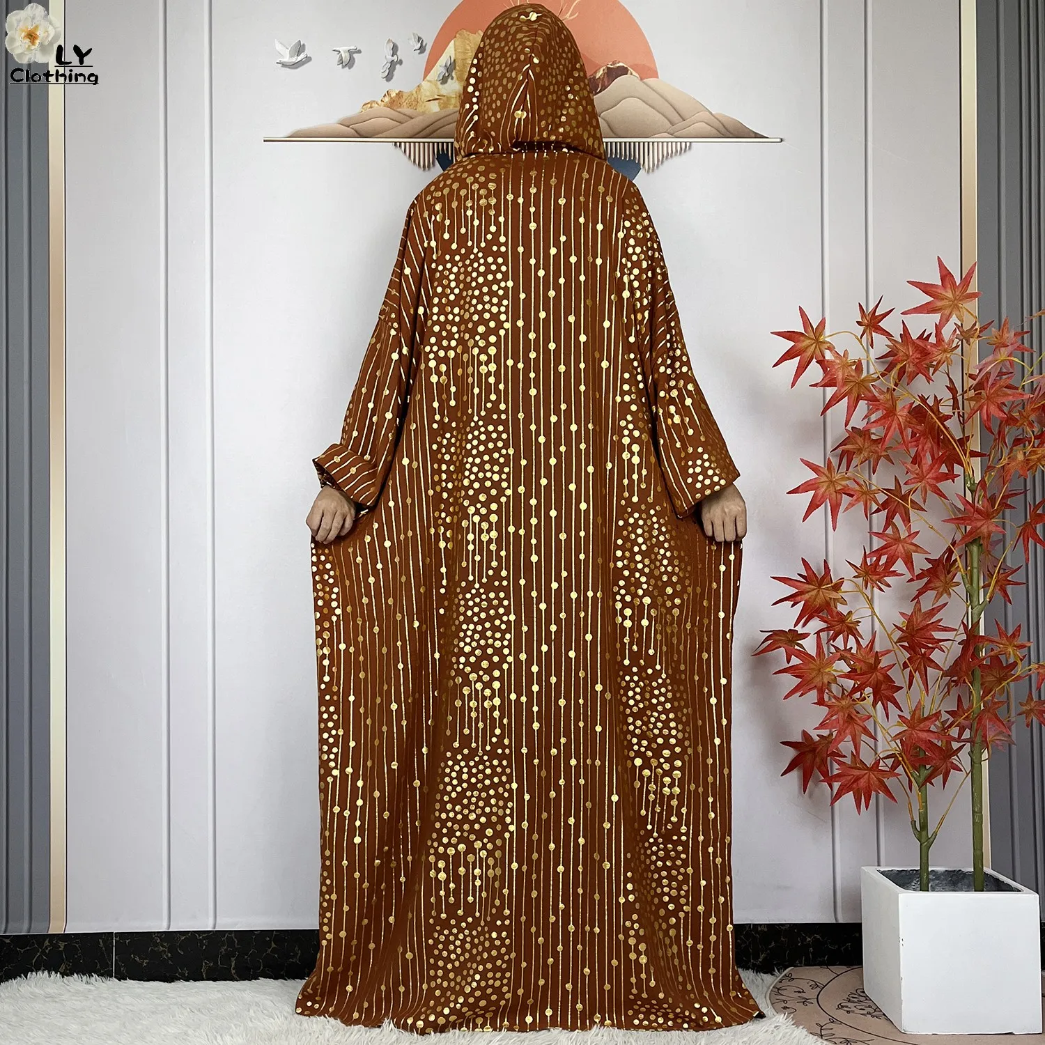 2024 New Muslim Long Sleeve Abaya Women Ramadan Prayer Clothes Turkey Middle East Femme Robe Loose African Dress Two-Hat Abaya