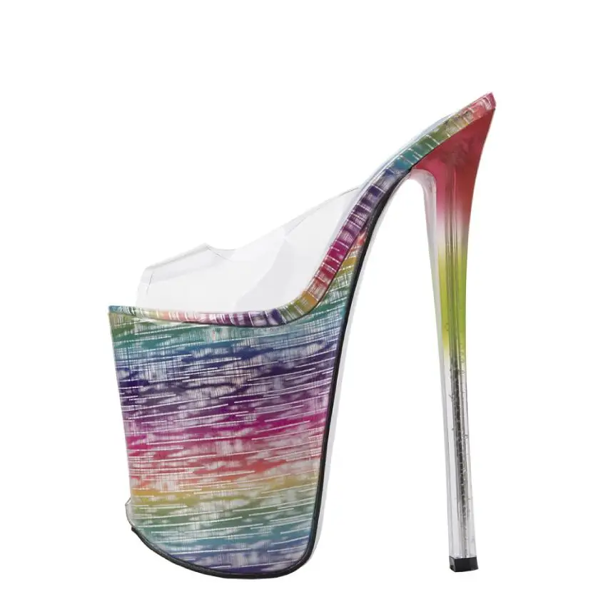 SDTRFT Shoes Woman Shallow Mouth Slipper Peep Toe 20cm Thin Heels Wedding Pumps Sapato Feminino High Heels Transparent Stilettos