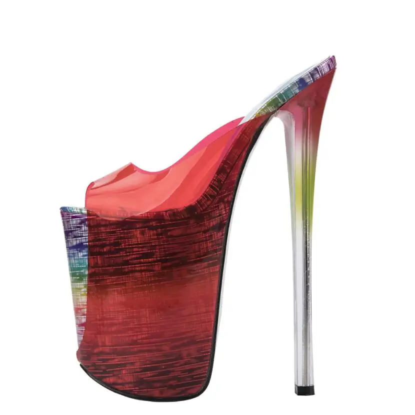 SDTRFT Shoes Woman Shallow Mouth Slipper Peep Toe 20cm Thin Heels Wedding Pumps Sapato Feminino High Heels Transparent Stilettos